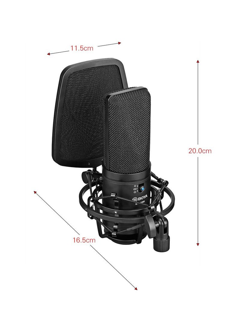 BY-M1000 Recording Condenser Microphone Professional Studio Broadcast Mic Vlog Gaming Vocal Singing Live