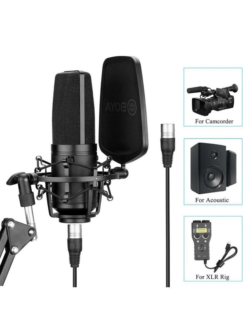 BY-M1000 Recording Condenser Microphone Professional Studio Broadcast Mic Vlog Gaming Vocal Singing Live