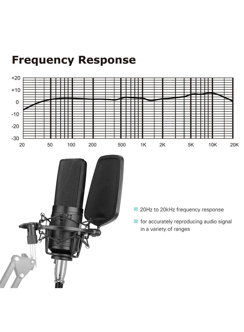 BY-M1000 Recording Condenser Microphone Professional Studio Broadcast Mic Vlog Gaming Vocal Singing Live