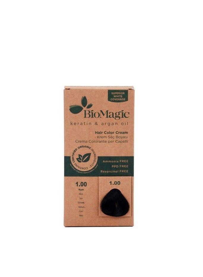 Bio Magic Keratin & Argan Oil Permanent Hair Color Cream-Black 1.00 60 ml