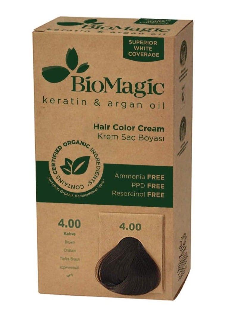Bio Magic Keratin & Argan Oil Hair Color Cream-Brown 4.00