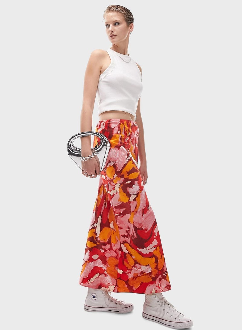 Floral High Waist Maxi Skirt