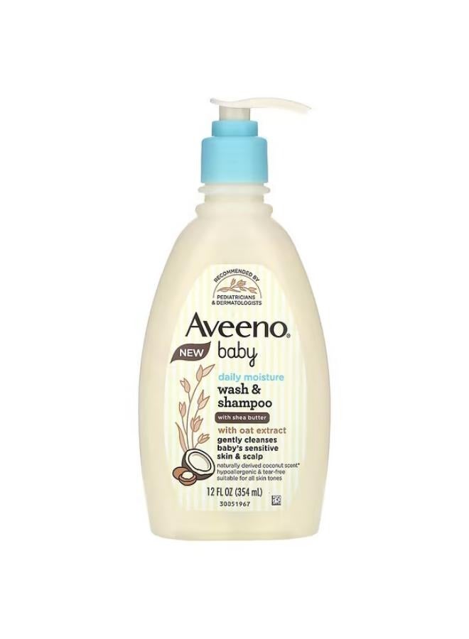 Aveeno, Baby, Daily Moisture Wash & Shampoo, With Shea Butter, Coconut, 12 fl oz 354 ml