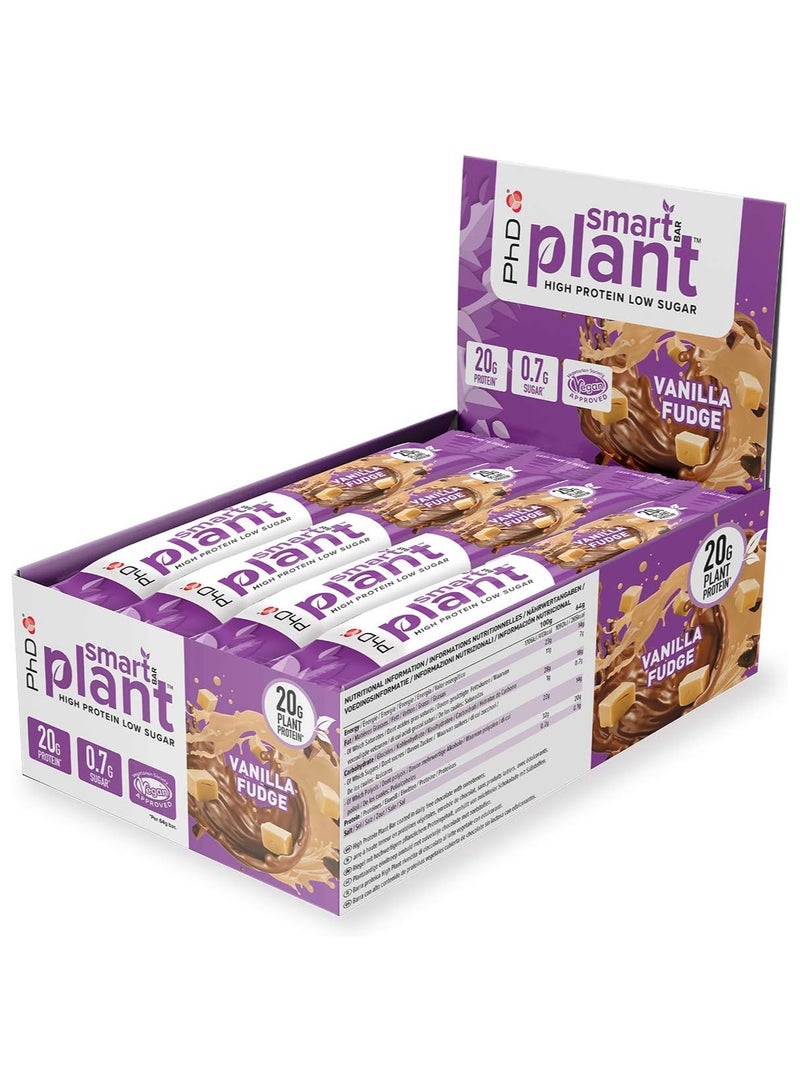 Smart Plant High Protein and Low Sugar, Vanilla Fudge Flavour, 64g, 12 Pack