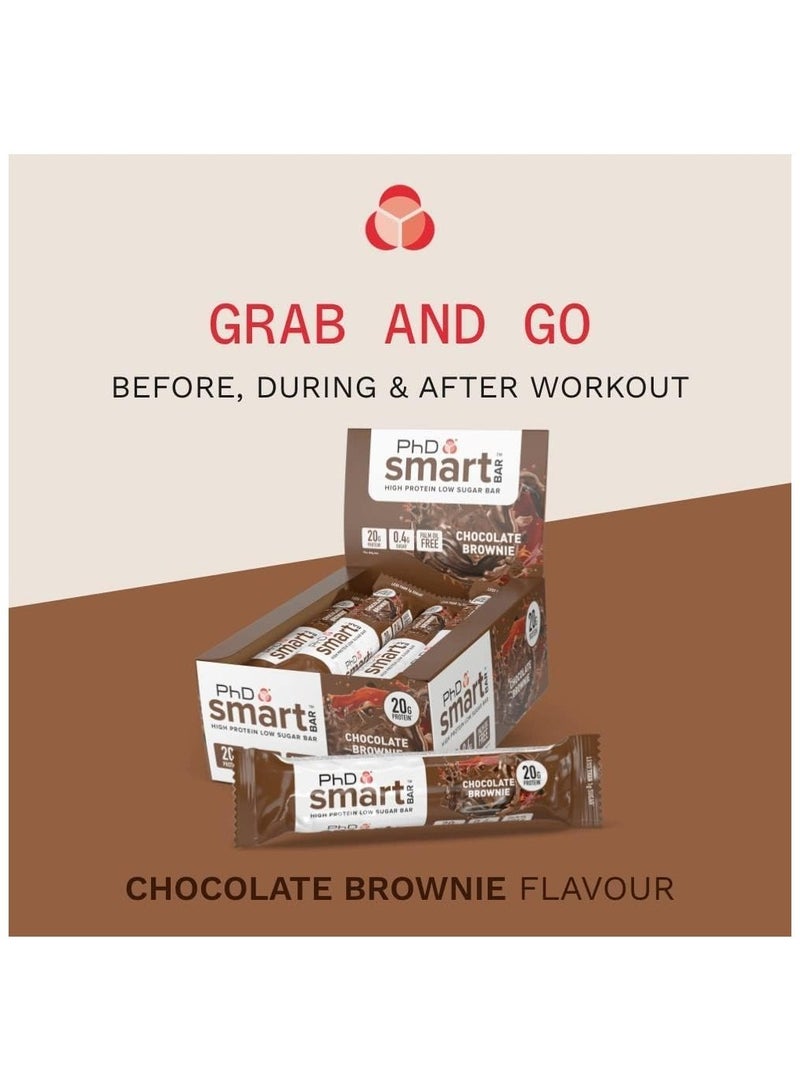 Smart High Protein Low Sugar Bar - Chocolate Brownie Flavour 20g protein, 1.0g sugar and Palm oil Free, 12packs to 64g  per bar