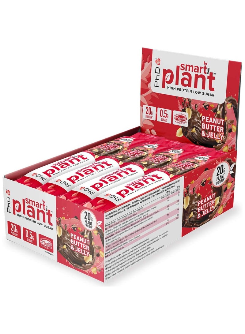 Smart High Protein Low Sugar Bars, Peanut Butter and Jelly Flavour, 64g 12 Pack