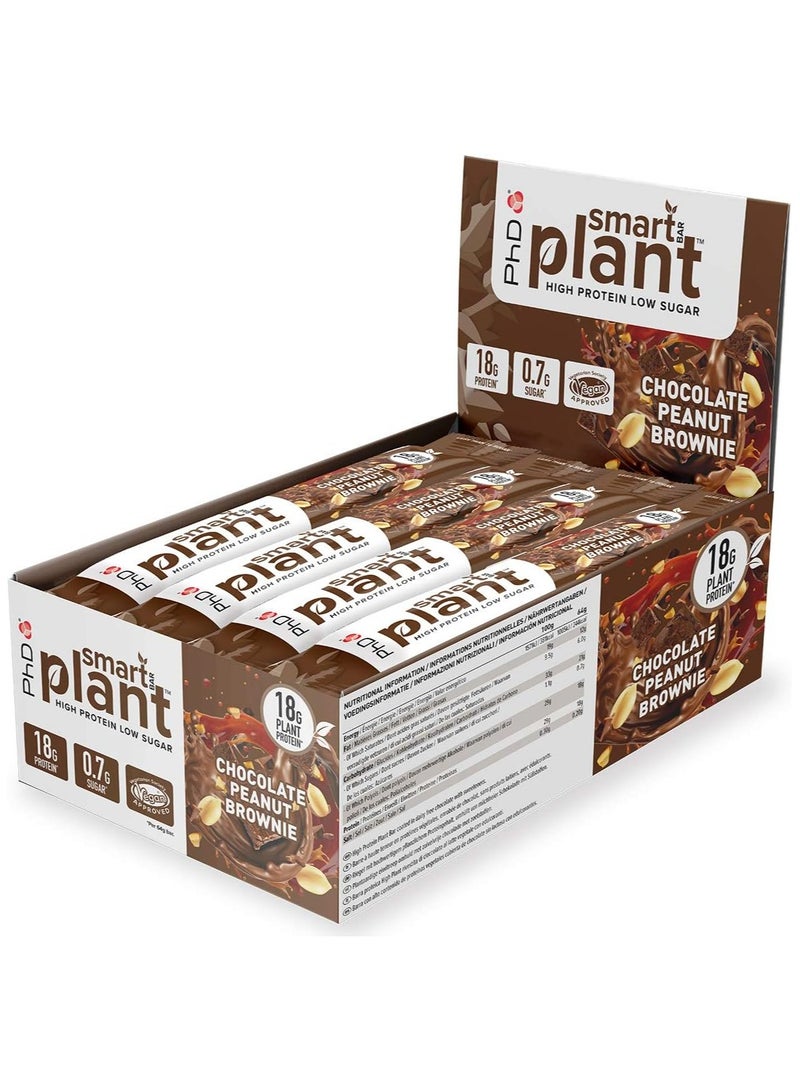 Smart Plant High Protein Low Sugar - 21g protein 0.6Sugar - Chocolate Peanut Brownie Flavour 64g 12 Pack