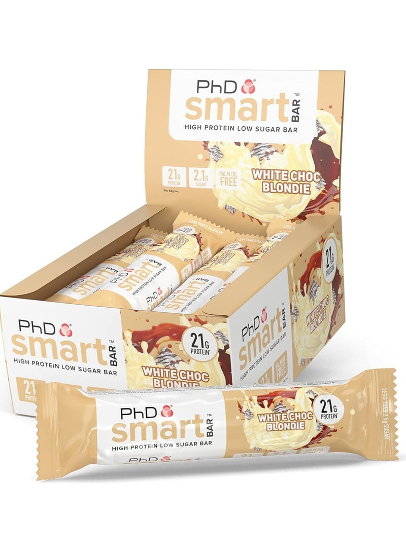 Smart High Protein Snacks & Low Sugar - White Chocolate Blondie Flavour, 64g, 12 Pack