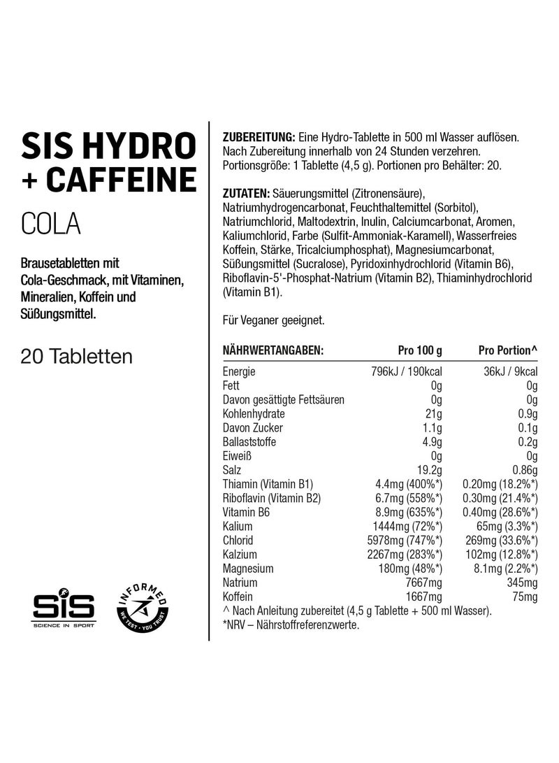 Efftab Hydro + Caff Cola 20X4.5g 1X8