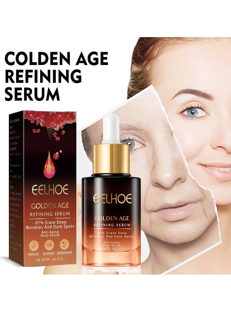 Golden Age Refining Serum, Face Serum With Pomegranate Extract And Hyaluronic Acid, Effective Moisturizing Wrinkle Remover Serum For Skin Tightening, Firming, Pore Refining, Removing Dark Spot