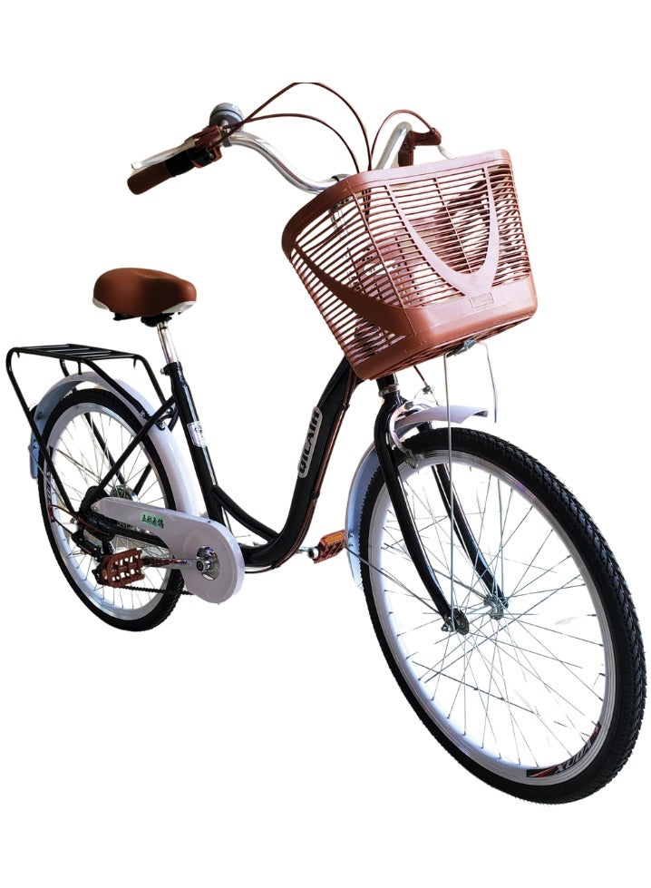Shard City bike 24 inch for Women 6 speed with basket Black
