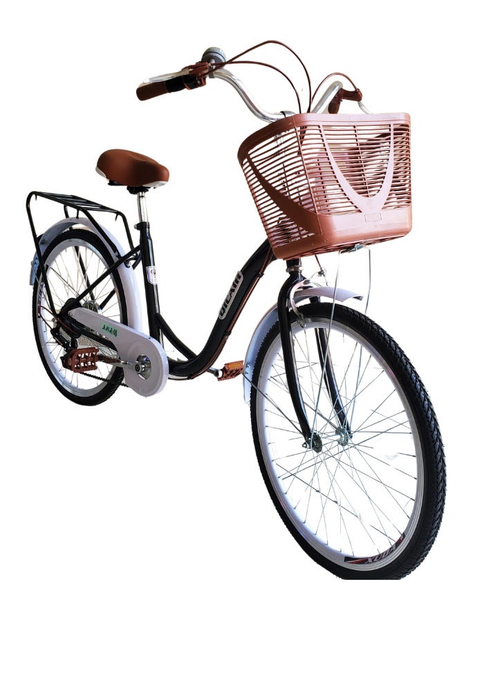 Shard City bike 24 inch for Women 6 speed with basket Black