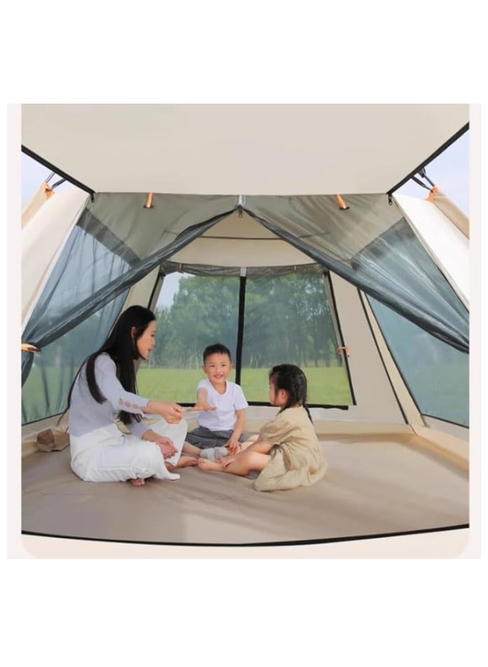 Automatic Camping Tent 6 Persons (240X240X150) CM,Instant Automatic Pop Up Dome Tent,Portable Windproof Lightweight for Family Backpacking Hunting Hiking Outdoor Beach Tent and Picnic Tent-Beige