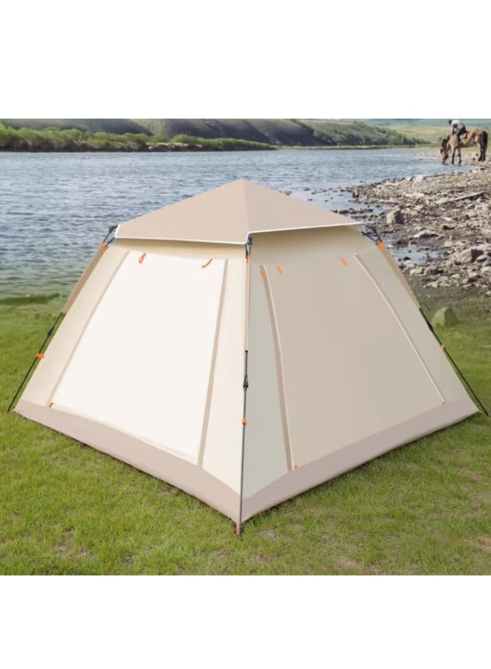 Automatic Camping Tent 6 Persons (240X240X150) CM,Instant Automatic Pop Up Dome Tent,Portable Windproof Lightweight for Family Backpacking Hunting Hiking Outdoor Beach Tent and Picnic Tent-Beige