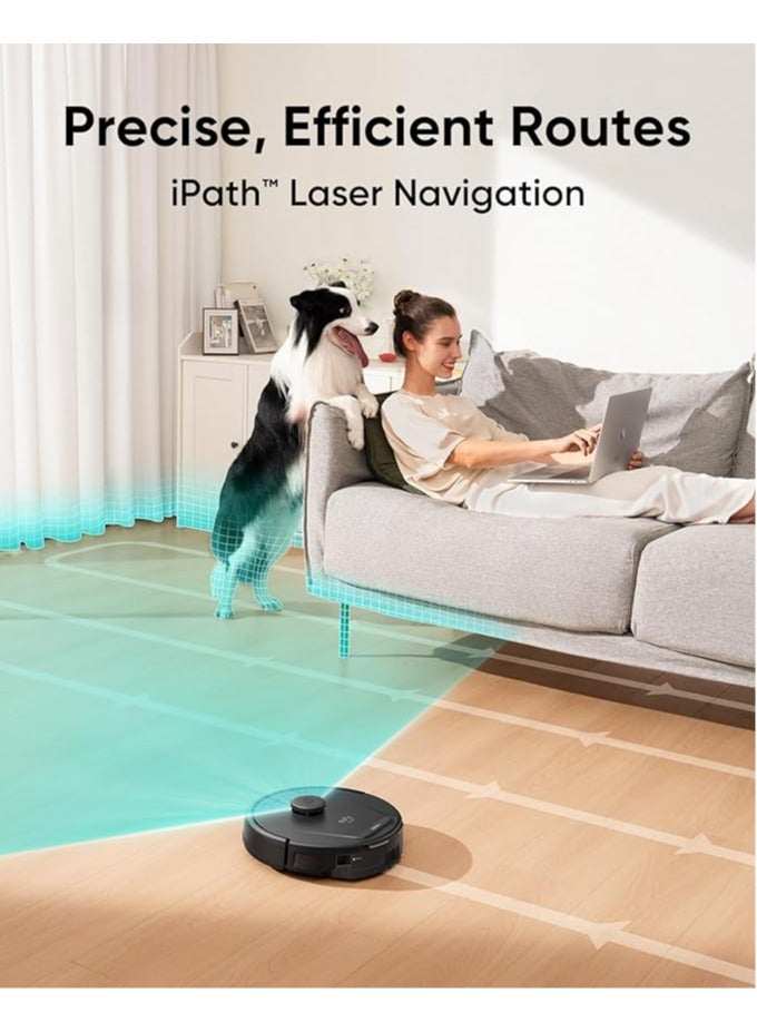 L60 Hybrid Robot Vacuum With Self Empty Station, Hair Detangling Technology, Up To 60 Days Of Hands Free Cleaning, Ultra Strong 5,000 Pa Suction To Remove Hair, Dust, Mop Pad 50 W T2278V11 Black