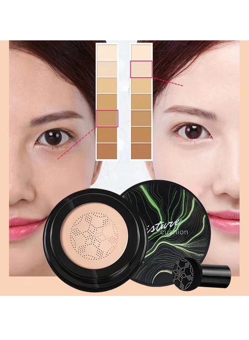 Air Cushion CC Cream, Waterproof Mushroom Head Foundation Moisturizing BB Cream, Full Coverage Concealer Makeup Cosmetic Tool, Makeup Long Lasting Matte Concealer For Women Girls, (Ivory Color)