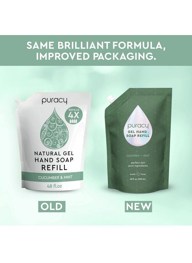 Organic Hand Soap For The Professional Hand Washers We’Ve All Become Moisturizing Natural Gel Hand Wash Soap Liquid Hand Soap Refills For Soft Skin (Refill Cucumber & Mint 48 Ounce)