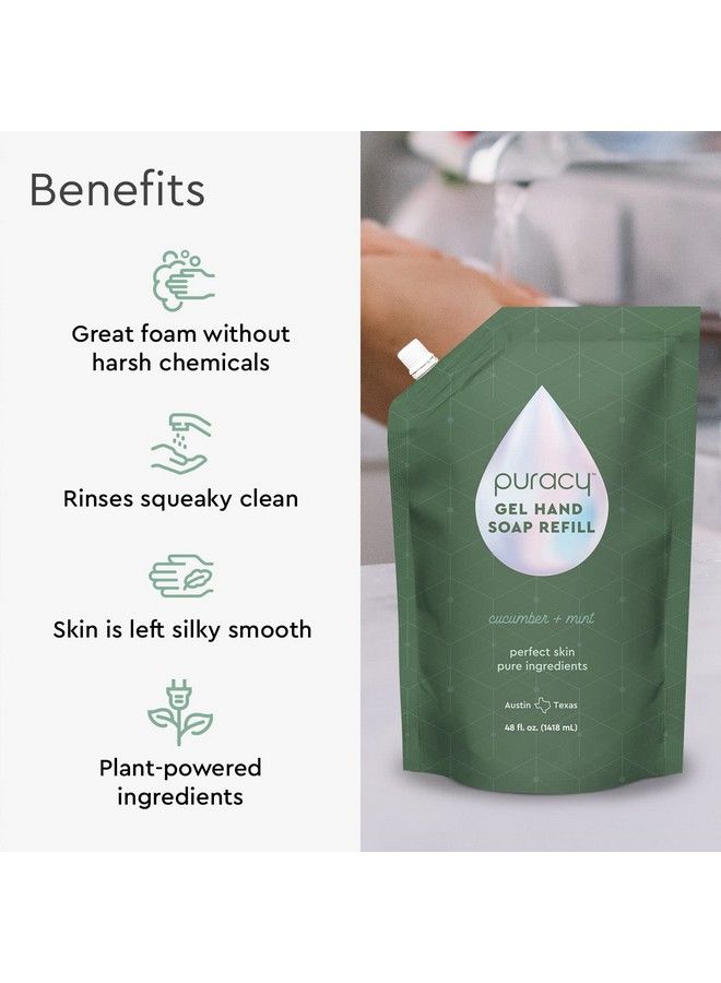 Organic Hand Soap For The Professional Hand Washers We’Ve All Become Moisturizing Natural Gel Hand Wash Soap Liquid Hand Soap Refills For Soft Skin (Refill Cucumber & Mint 48 Ounce)