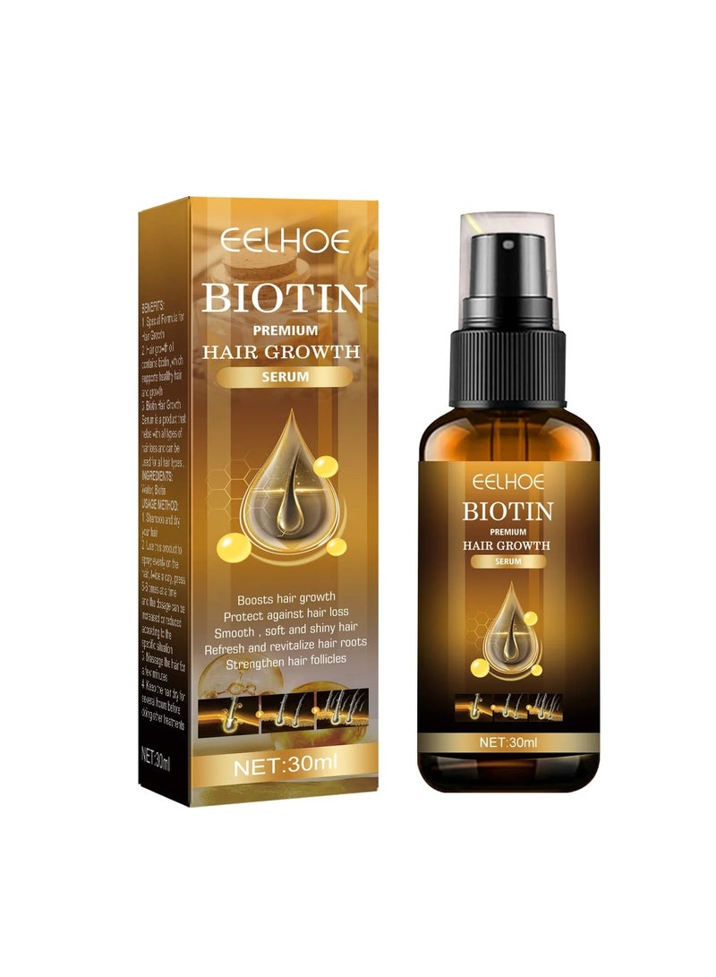 Hair Growth Spray, Biotin Thickening Herbal Serum, Anti-hair Loss Hair Care Oil, Fast Hair Growth Biotin Herbal Serum For Thicker Longer And Stronger Hair, (1pc 30ml)