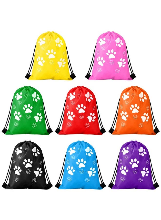 16 Pcs Large Paw Print Drawstring Backpack Reusable Paw Bags Cute Puppy String Gift Bags For Party Travel Favors 15.75 X 11.81 Inch (Cute Style)