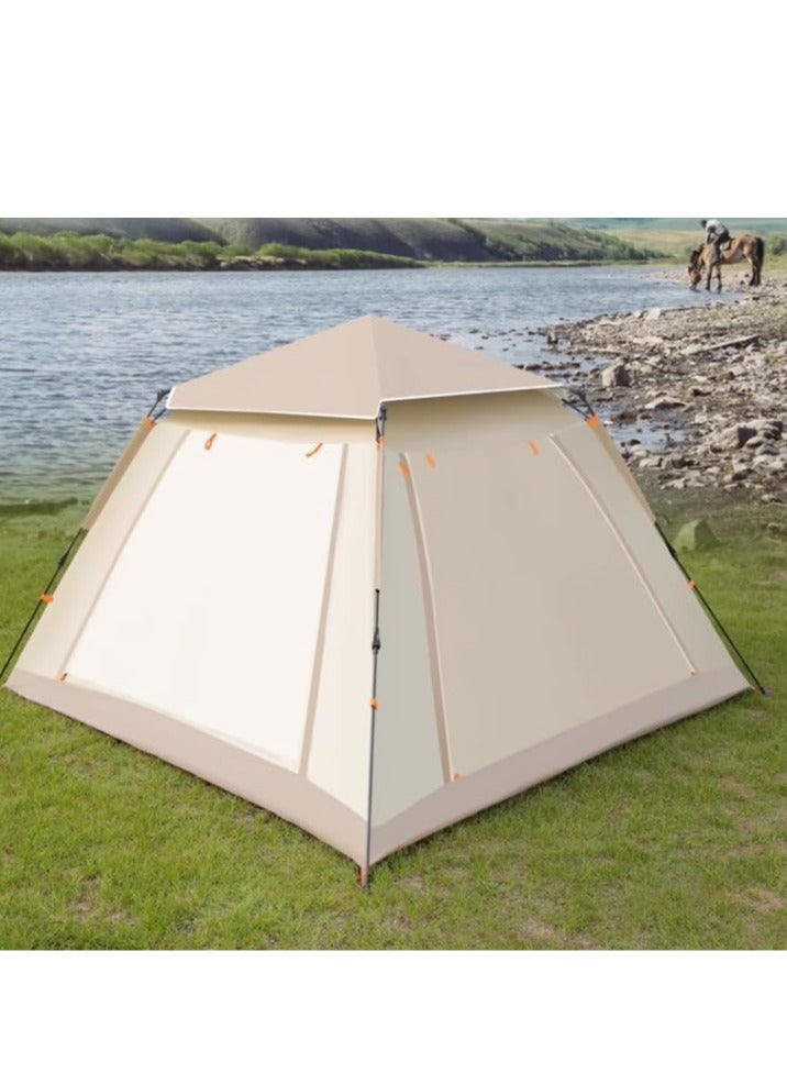 Automatic Camping Tent 4-5 Persons (210x210x140) CM,Instant Automatic Pop Up Dome Tent,Portable Windproof Lightweight for Family Backpacking Hunting Hiking Outdoor Beach and Picnic Tent-Beige