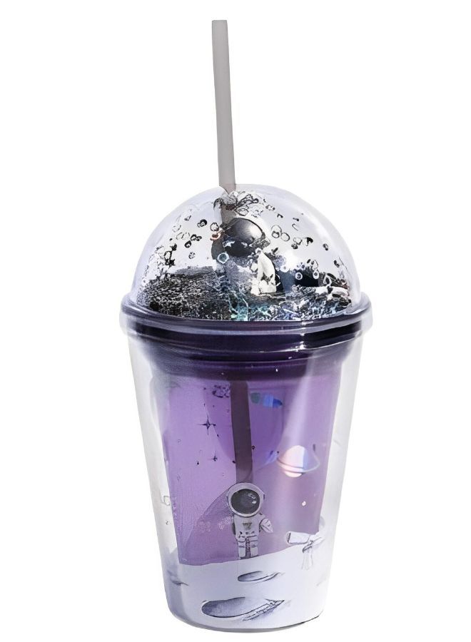 Double Wall Sipper Cup Drinking Bottle for Shakes and Coffe  Kids Glass Galaxy series