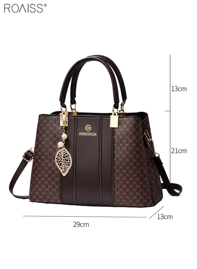 Women's Fashionable Checkered Crossbody Bag Pu Leather Handbag With Exquisite Pendant Accessories