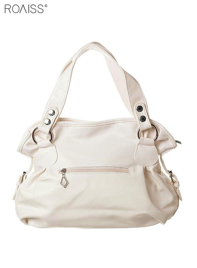 Women's PU Tote Bag Fashion Soft Leather Tassel Bag Large Capacity Handbag Soft Leather Shoulder Bag
