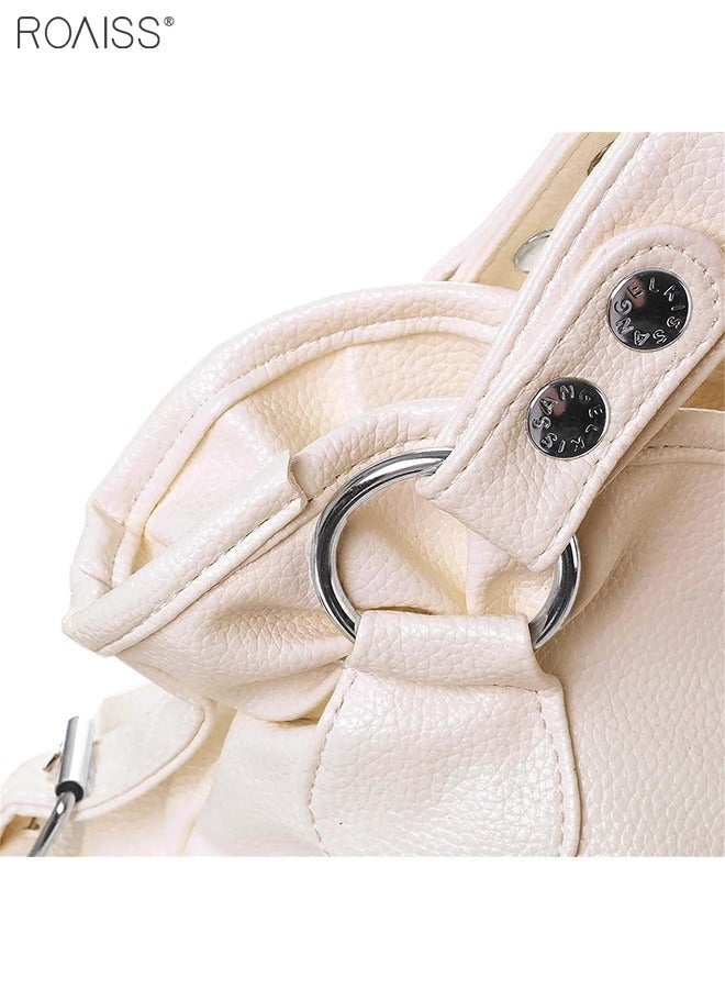 Women's PU Tote Bag Fashion Soft Leather Tassel Bag Large Capacity Handbag Soft Leather Shoulder Bag