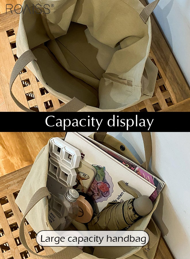 Large Capacity Printed Canvas Handbag Women'S Daily Commuting Versatile Student Shoulder Bag