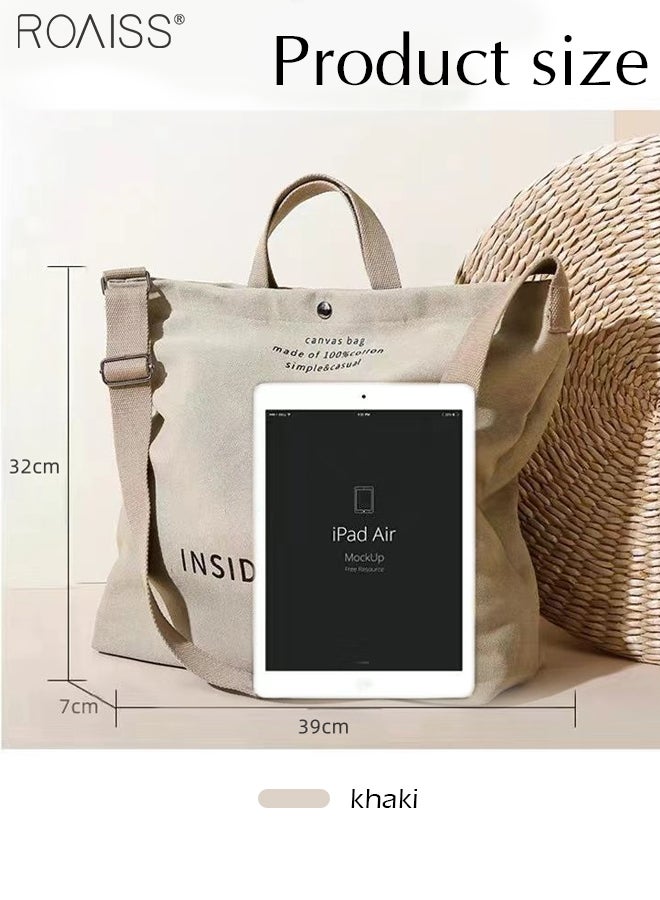 Large Capacity Printed Canvas Handbag Women'S Daily Commuting Versatile Student Shoulder Bag