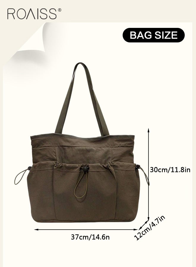 Large Capacity Nylon Cloth Shoulder Bag Women'S Daily Commuting Versatile Student Handbag Lightweight Multi-Pocket Tote Bag