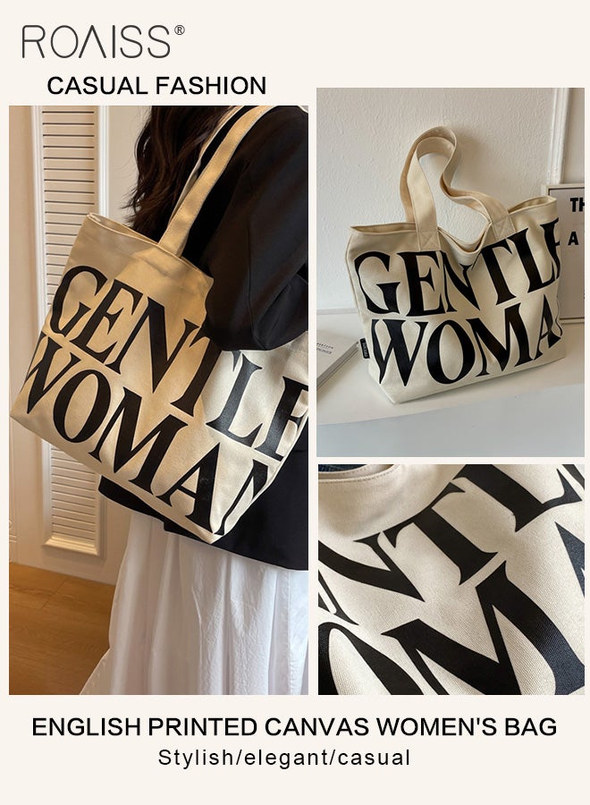 Large Capacity Printed Shoulder Bag Women'S Fashion Versatile Mom Bag Daily Commuting Wear-Resistant Zipper Closure Tote Bag