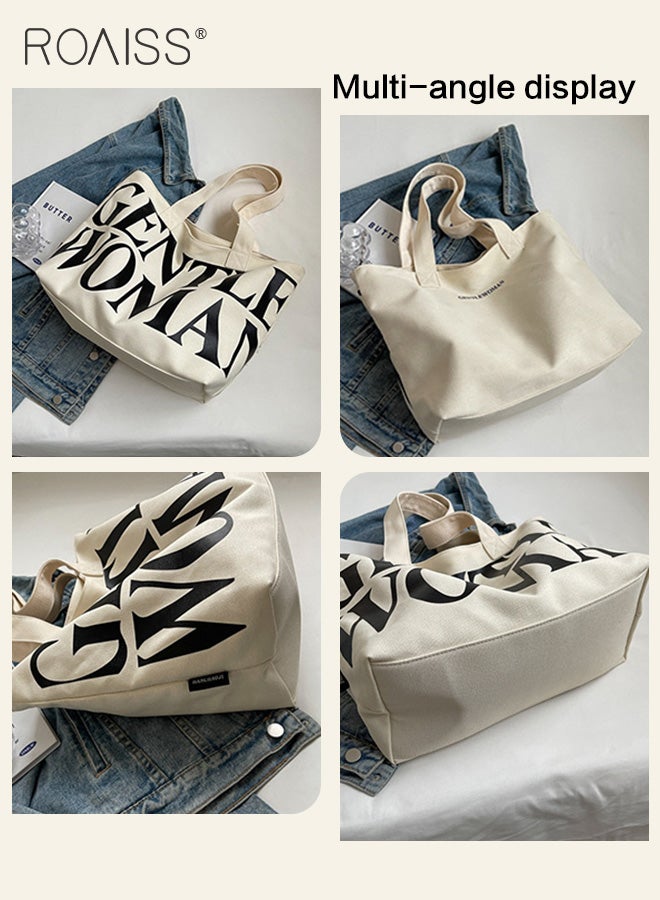 Large Capacity Printed Shoulder Bag Women'S Fashion Versatile Mom Bag Daily Commuting Wear-Resistant Zipper Closure Tote Bag