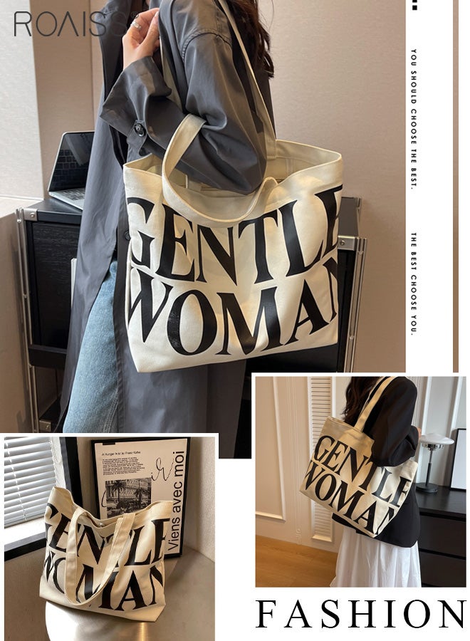 Large Capacity Printed Shoulder Bag Women'S Fashion Versatile Mom Bag Daily Commuting Wear-Resistant Zipper Closure Tote Bag