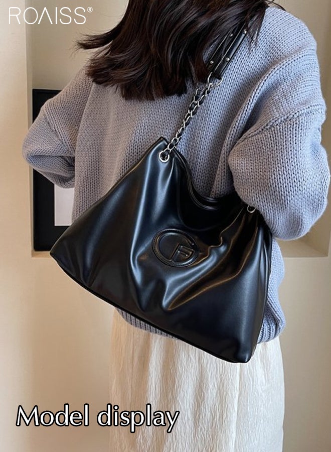 Fashionable And Versatile Pu Leather Tote Bag Women'S Daily Commuting Large Capacity Design Shoulder Bag