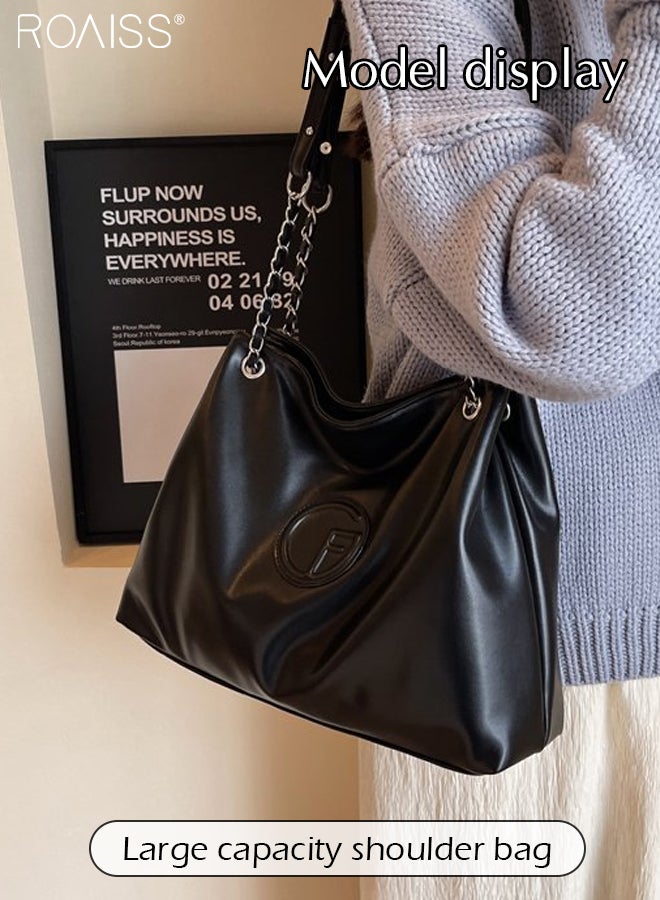 Fashionable And Versatile Pu Leather Tote Bag Women'S Daily Commuting Large Capacity Design Shoulder Bag
