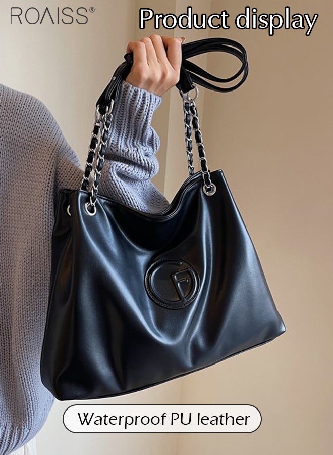 Fashionable And Versatile Pu Leather Tote Bag Women'S Daily Commuting Large Capacity Design Shoulder Bag