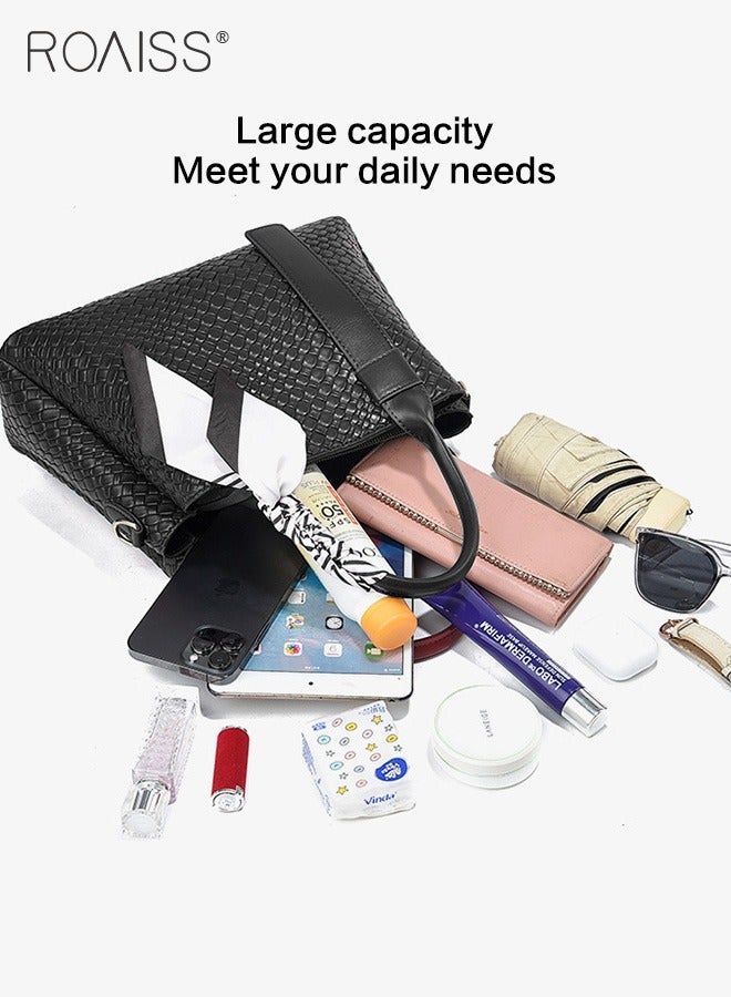 Pu Leather Large Capacity Tote Bag Women'S Business Fashion Crossbody Bag Silk Scarf Decorated Adjustable Shoulder Strap Handbag