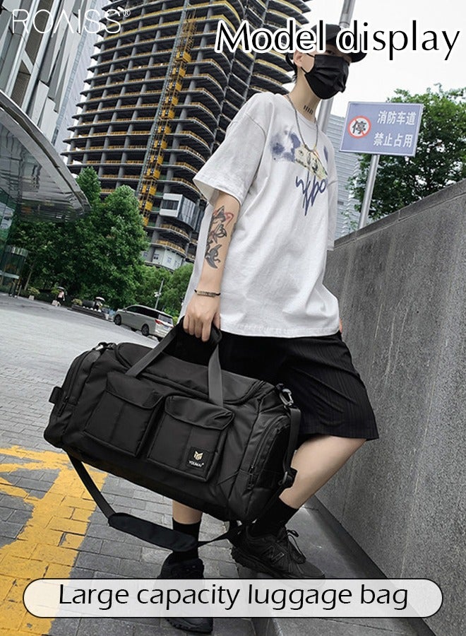 Large-Capacity Wet And Dry Travel Tote Bag Adjustable Detachable Shoulder Strap Gym Bag Independent Shoe Compartment Duffel Bag.