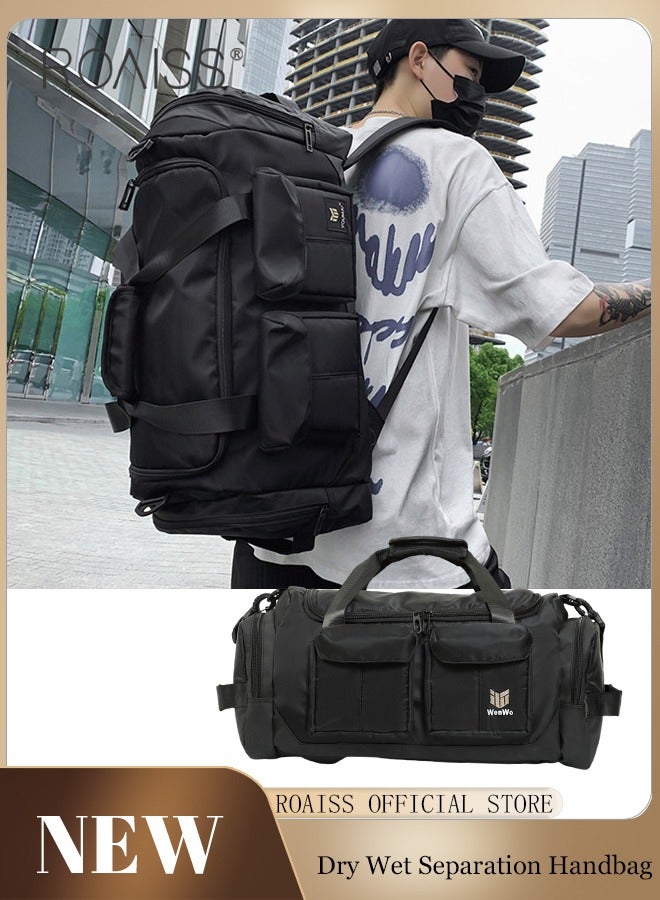 Large-Capacity Wet And Dry Travel Tote Bag Adjustable Detachable Shoulder Strap Gym Bag Independent Shoe Compartment Duffel Bag.