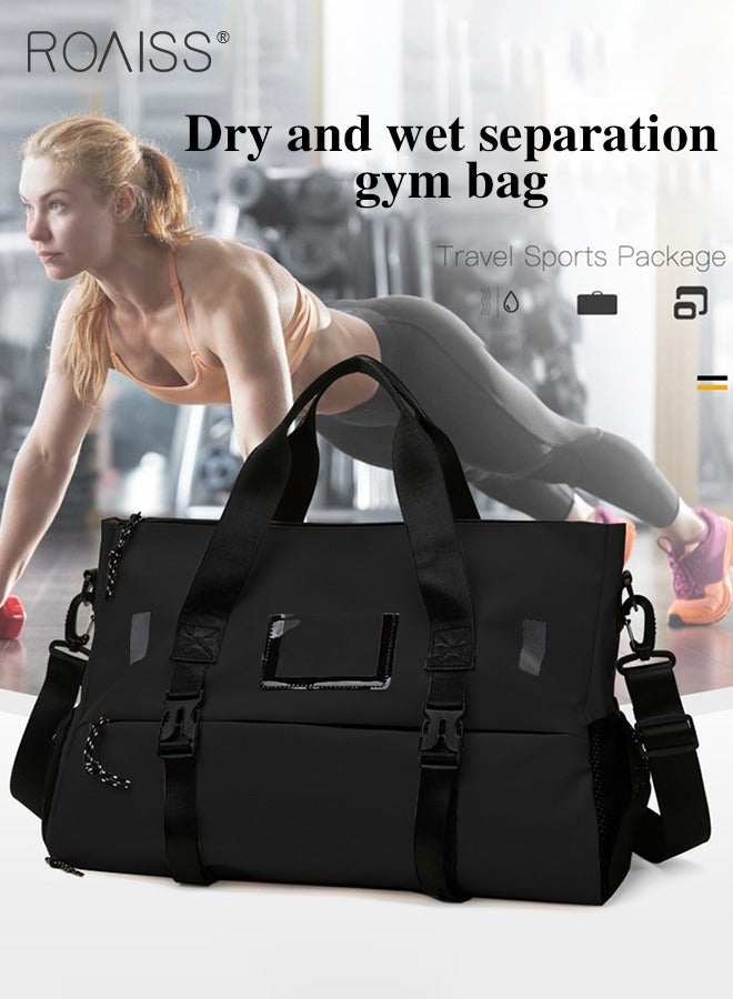 Large Capacity Travel Fitness Bag Independent Shoe Compartment Dry Wet Separation Sports Bag Adjustable And Detachable Shoulder Strap Luggage Bag