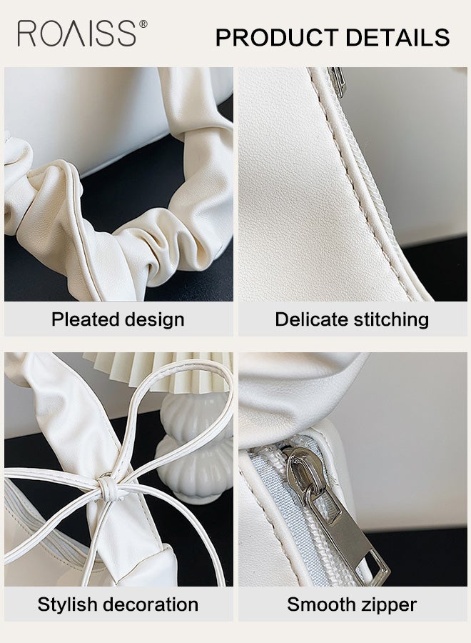 Fashionable Simple Underarm Bag Women'S Daily Commuting Pleated Adjustable Shoulder Strap Handbag High Quality Pu Leather Shoulder Bag