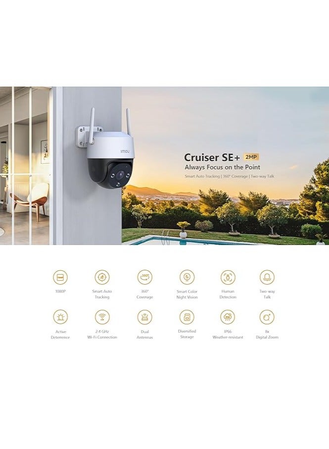Imou Cruiser SE+ 1080P FHD, Pan Tilt Outdoor WIFI Camera, Smart Auto Tracking, 360° Coverage, Smart Color Night vision, Human Detection, 2 Way Talking, Floodlight Camera, IP66, 8x Zoom