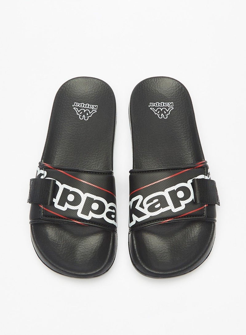 Mens Logo Print Slip On Slide Slippers