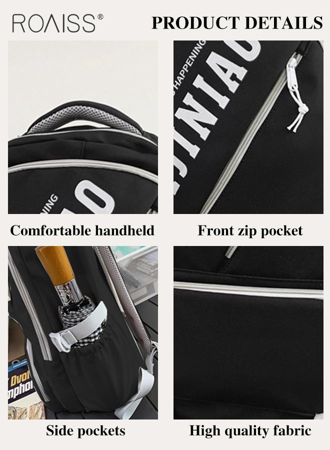 Large-Capacity Student Backpack Same Style For Men And Women Fashionable And Versatile Waterproof Oxford Cloth Adjustable Shoulder Strap School Bag (With Doll Pendant)