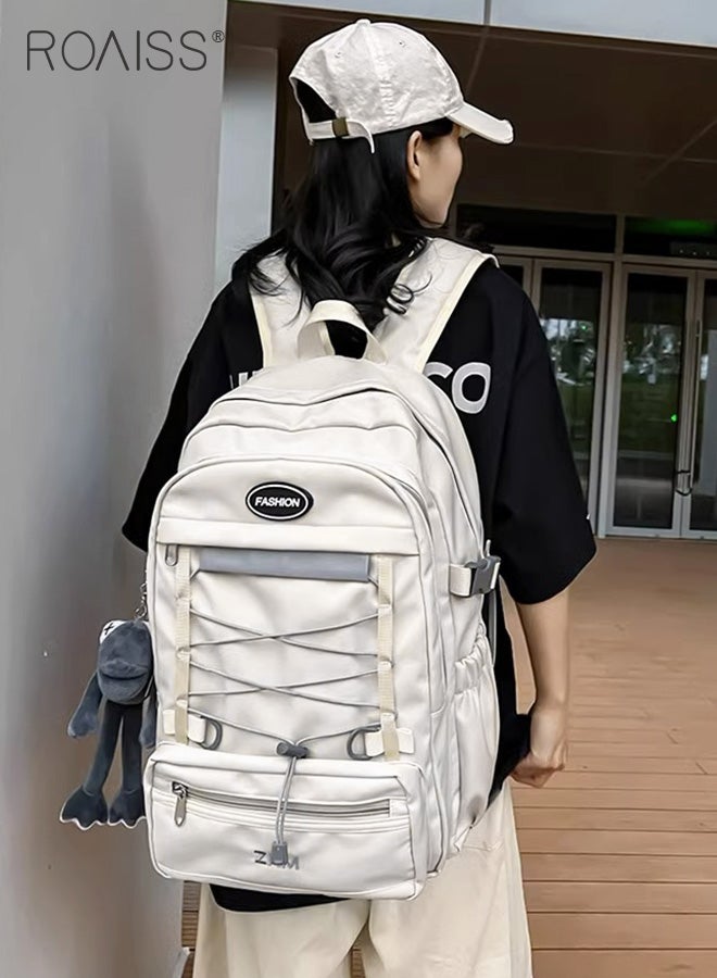 Large-Capacity Student Backpack Same Style For Men And Women Fashionable And Versatile Waterproof Oxford Cloth Adjustable Shoulder Strap School Bag (With Doll Pendant)