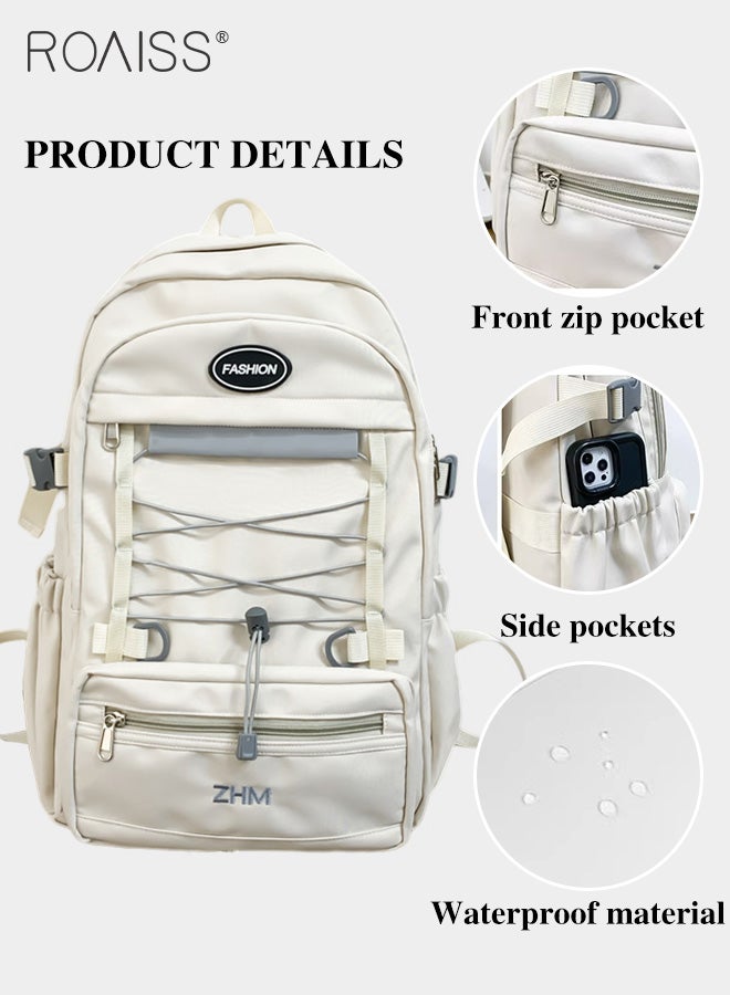 Large-Capacity Student Backpack Same Style For Men And Women Fashionable And Versatile Waterproof Oxford Cloth Adjustable Shoulder Strap School Bag (With Doll Pendant)