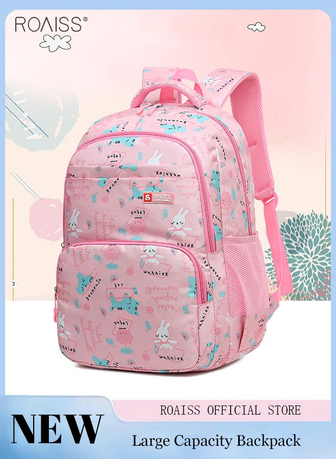 Large Capacity Printed Design Backpack Girls School Travel Spine Protection Decompression Waterproof Multi-Pocket School Bag (Including A Pencil Case)