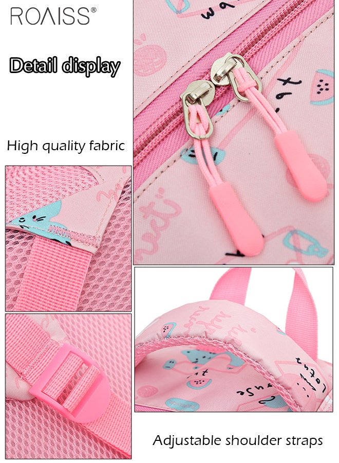 Large Capacity Printed Design Backpack Girls School Travel Spine Protection Decompression Waterproof Multi-Pocket School Bag (Including A Pencil Case)